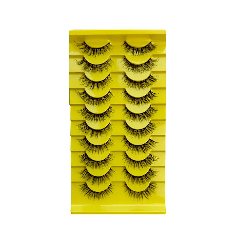 Half Lashes Natural Look Wispy Cat Eye with Clear Band – Fluffy Curly Dramatic False Eyelashes, Soft Faux Mink 3D Demi Lashes Multipack, Reusable